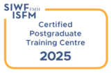 Logo des SIWF/ISFM FMH mit Schriftzug «Certified Postgraduate Training Centre 2025».