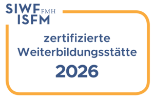 Logo des SIWF/ISFM FMH mit Schriftzug «zertifizierte Weiterbildungsstätte 2026».